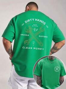 Cute Unisex Premium Casual T-Shirts, Men's Graphic Tee, Dirty Hands Clean ❤️ Money Daily Wear 100% Cotton Unisex Gift Idea For Him Or Her Urban Fashion Top - 綠色 - 查看 6