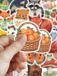 50pcs Mysterious Forest Illustration Stickers For DIY Decoration, Phone Case, Scrapbook, Diary, Planner, Suitcase, Skateboard, Manual, Greeting Card, Envelope School Supplies - Mysterious Forest Illustration - View 2