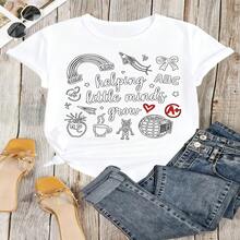 Heartfelt Teacher Appreciation Graphic T-Shirt 100% Cotton Oversized Soft Breathable Casual Crewneck Short Sleeve Top Thank You Teacher Best Teacher Educator Gift Teachers Educators School Staff Gift Givers Cute Aesthetic - 白色 - 查看 12