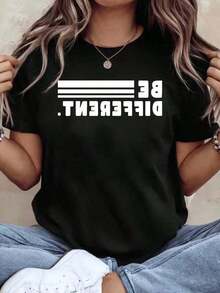 100% Cotton, 1 Piece. Women's T-Shirts - Graphic Tee With Fun Slogan - Casual Summer Top With Bold Font, Crew Neck, Machine Washable. 100% Soft Cotton. Women's Simple Solid Color T-Shirt, Loose And Slim Fit Casual Short Sleeve - 黑色 - 查看 1