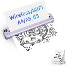 RONGTA F81 Compact Thermal Printer, Wireless Connection, Compatible With IOS And Android, Comes With 8 Thermal Paper Sheets, An Ideal Choice For Office, Study, And Travel - Morado claro + 8 hojas de papel térmico - Ver 1