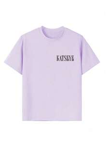 Short-Sleeved T-Shirt With Round Neck And Fun Print For Girls, Summer Top - Mauve Purple - View 7