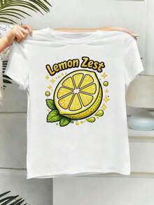 Women's Cotton Camisole With Lemon Zest Print, Round Neck, Loose Fit, Casual Style, Comfortable, Eye-Catching Print. Suitable As A Gift. Women's T-Shirt. Blouses > Elegant. Boho Chic. Soft, Breathable, And Comfortable Women's Top, Ideal For Spring, Summer, And Autumn, Perfect For Vacations, Travel, And Everyday Wear. - 白色的 - 查看 2