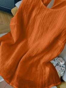 de tirantes de unicolor casual de talla grande, verano - Naranja - Ver 5