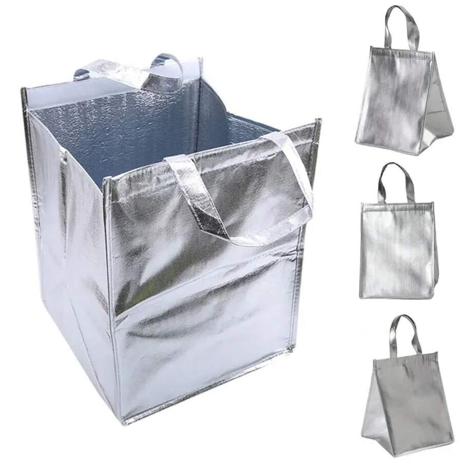 Bolsas de aluminio para almacenamiento de hielo, bolsa térmica aislada para comida de playa, cajas duraderas para exteriores, bolsa refrigeradora plegable, bolsa para almuerzo y picnic, 1 ud. - 8 pulgadas - Ver 1