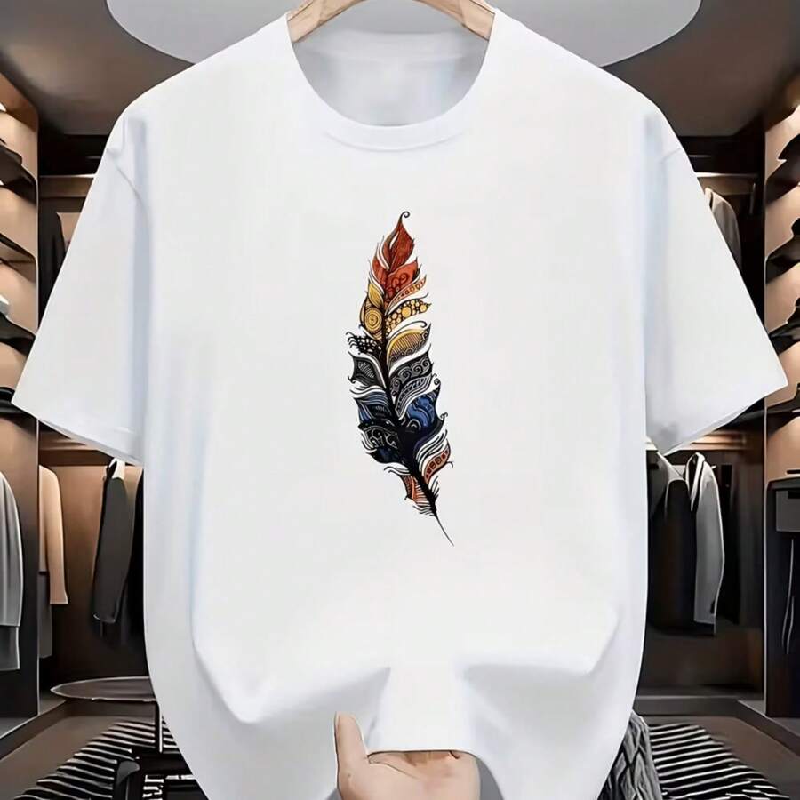Printed T-Shirt For Men And Women - 白色 - 查看 1
