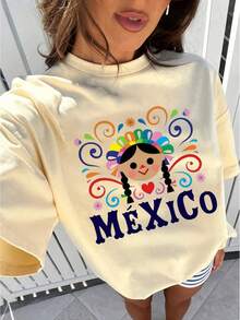 MYNOVA C Women's Plus Size Soft Cotton T-Shirt With Colorful Mexican Design, Gift For Friends, Valentine's Day, Modern Outfit, Fashionable Summer Dresses For Women, Perfect Casual Wear For All Seasons, S M L XL - 白色 - 查看 2