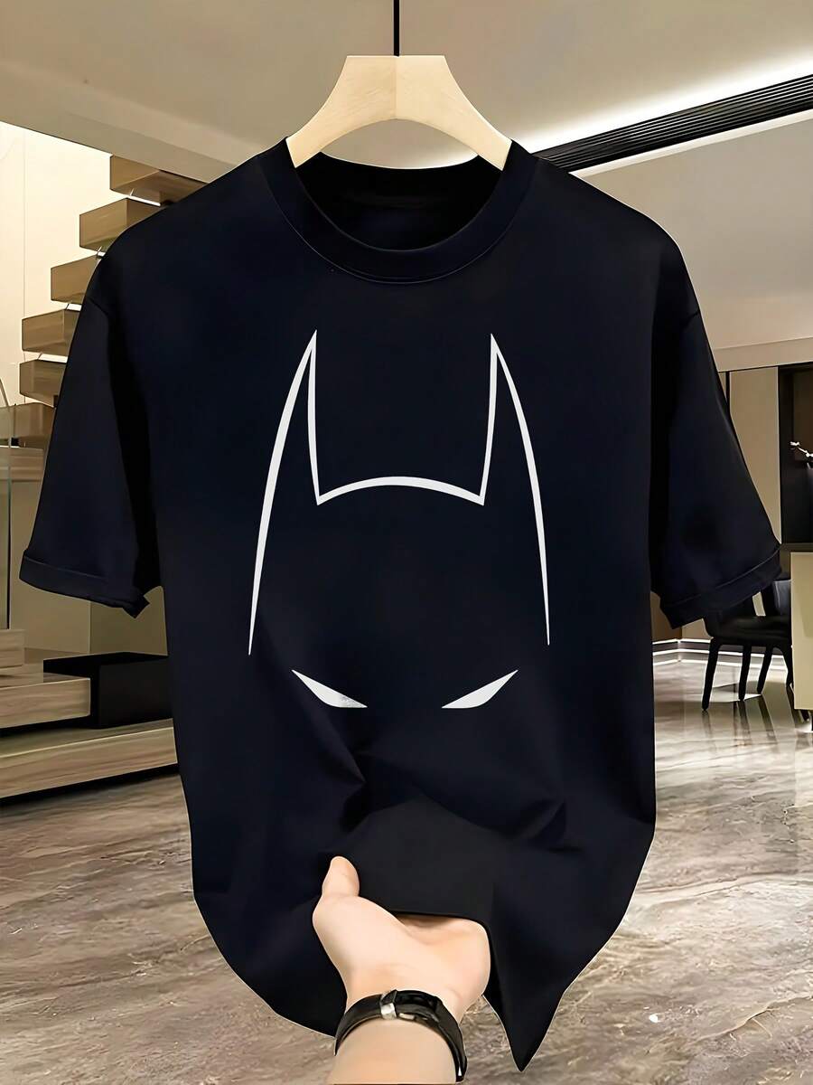 Camiseta Unisex de Manga Corta para Hombre y Mujer, Talla Grande, Casual, Holgada, 180G, Transpirable, Absorbe el Sudor, Lavable a Máquina, Top de Moda, Perfecta para Vacaciones, Festivales, Regalo - Negro - Ver 1