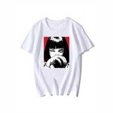 Camiseta Casual de Manga Corta para Hombre, Quentin Tarantino Pulp Fiction Mia, Estilo Vintage de los 90, Ropa Urbana, Moda Punk Rock Harajuku para Mujer, Manga Corta, Estilo Veraniego - Blanco - Ver 1