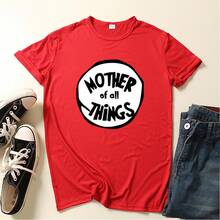 Nueva Camiseta de Comercio Exterior 2024 con Estampado de Letras THING, Top de Manga Corta para WISH - Rojo - madre - Ver 1