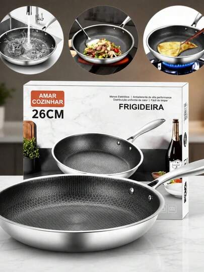 Jask Panela De Aço Inoxidável Com Base Reforçada Cabo Integrado E Uso Em Indução E Gás