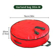 1pc Foldable Christmas Wreath Storage Bag, Portable Waterproof Round Organizer Bag With Handle - Multicolor - View 12