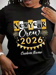 Suave, transpirable y ligero para comodidad durante todo el día. Camiseta personalizada para uso diario en Año Nuevo, camiseta para Nochevieja, camiseta de feliz año nuevo, camiseta para uso diario, camiseta familiar a juego, talla S, camiseta familiar de Año Nuevo. Cuello redondo clásico con un corte relajado que favorece todas las formas del cuerpo y es fácil de combinar con jeans, pantalones cortos y leggings. - Negro - Ver 1