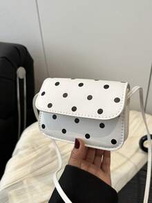 Mini Fashionable New Women's Polka Dot PU Leather Small Square Shoulder Crossbody Bag - White - View 6