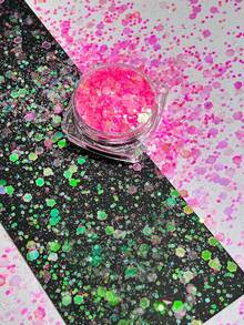 1 Botella de Polvo de Brillo Holográfico Colorido Mixto 3D, Lentejuelas, Decoraciones de Arte de Uñas, Accesorios de Joyería de Uñas DIY Coreanos - Multicolor - Ver 40