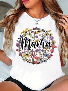 1 Vintage Floral T-Shirt For Mom, Mother's Day Gift, Floral T-Shirt For Mom, Gift For Mom, T-Shirt For Mom, 180g, 100% Cotton. - 黑色 - 查看 6