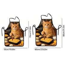 1pc, Cute Cat Chef Polyester Apron With Sunflower Pattern, Suitable For Cooking, Baking, And Gardening - Can Be Used As Attire For The Kitchen And Dining - Multicolor - View 3