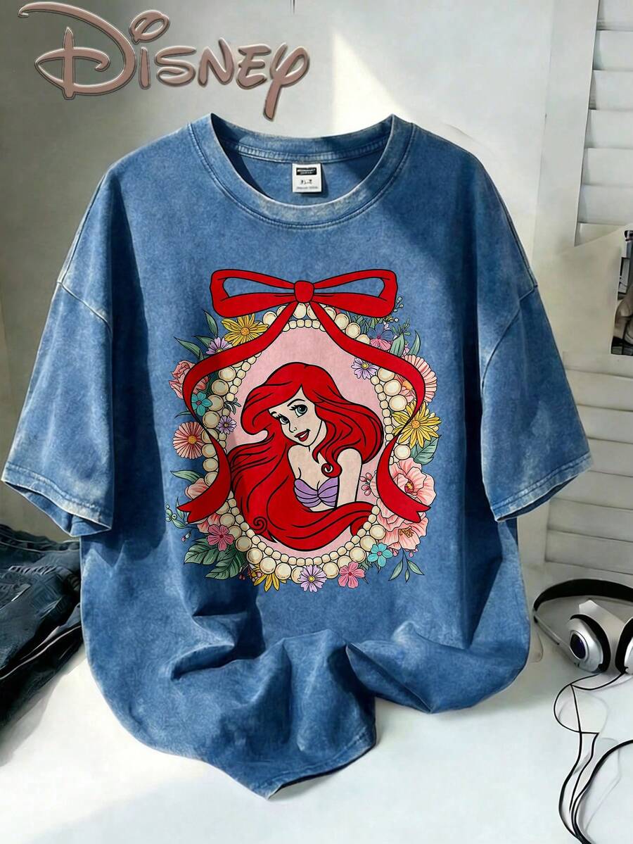 Disney Oversize Round Neck Washed T-Shirt With Disney Ariel Print, Disneyland, Disney Animal Kingdom, Disney Family Vacation Trip, Summer Outfits For Women, Vacation Outfits Women, Dresses,, Dresses For Women, Summer Clothes, Summer Tops, Capris For Women, Rompers For Women, Jeans For Women, Jorts, Graphic Tees Women, Tank Tops Women, Dresses For Women Summer, Summer Tops, Summer Clothes, Summer, Swimsuits For Woman, Bathing Suits For Women, Bikinis, White Tank Top, Women Sweatshirts & Hoodies, Cord Sets For Women, Trajes Elegantes De Mujer, Conjuntos De Dos Piezas Para Mujer, Skirt Two Piece Set, Conjuntos De Mujer, Blusas, Trajes De Mujer Casual, Free Shipping, Co Ords Sets Women, Faldas - Xanh đậm - Xem 1