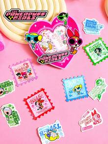 THE POWERPUFF GIRLS 20 miếng dán PET hình Powerpuff Girls, hình hoạt hình, chống thấm nước, hình Blossom, Bubbles và Buttercup dùng cho bình nước, máy tính xách tay, sổ tay, album ảnh. - Màu Hồng  Dưa hấu - Xem 1