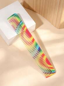 1pc Rainbow Color Hair Cutting Comb, Professional Salon Styling Comb, Anti-Static Fine Tooth Detangling Comb - Multicolor - View 5