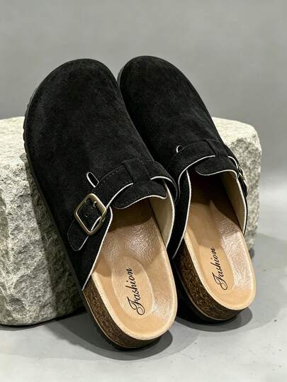 Adjustable Buckle Sandals With Arch Support, Men's Summer Shoes, Slippers, Mules, Soft Non-Slip, Black Sandals, Men's Shoes, Comfortable Durable Summer Sandals, Metal Buckle, Slip-On, Clogs, Work Shoes, House Slippers, Apartment Slippers, Flat Slides