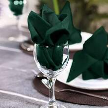 1/2/6 piezas Servilletas de color verde oscuro sólido de alta calidad, adecuadas para decoración de mesa de boda, fiesta, vacaciones y cumpleaños - Multicolor - Ver 8