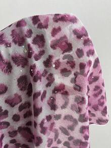 Top de mujer con estampado de leopardo y dobladillo asimétrico con encaje - Rosa 2 - Ver 6