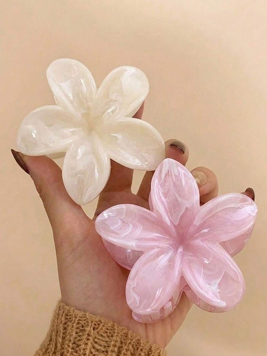 1/2/3pcs Hibiscus Jelly Color Hair Clips, Lightweight Plastic Material, Hair Accessories, Suitable For Daily, Casual, Party, Beach Vacation, Summer Essential, For Girls - Multicolor - View 1