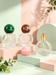 1 Stück 20ml/0,68oz nachfüllbare Parfümzerstäuber Flasche, transparente Glasflasche mit farbigem Marmor Muster Deckel, auslaufsicher Feinnebel, elegantes tragbares Design geeignet für Damen Alltagsgebrauch, Reisen, Geschenk - Verschiedenfarbig - Übersicht 3