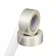 2pcs High Toughness Double-Sided Striped Fiber Tape, Strong & Tear-Resistant Transparent No-Trace Tape For Sealing, Packing, Heavy Duty Fixing, Appliance Repair, Crack Prevention, Multi-Purpose Industrial Tape - A-White - View 4