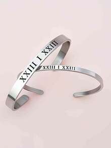 Gelang Pasangan Terbuka Stainless Steel Kustom, Diukir dengan Kata-kata Cinta, Nama, dan Tanggal, Terbuat dari Stainless Steel 304L, Hadiah Natal. - Beraneka warna - View 4