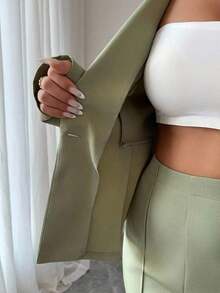 con cintura ceñida elegante, pantalones slim con vuelo de moda para ir al trabajo, atuendo para vacaciones/citas, Día de la Independencia, atuendo de maestra para mujeres - Verde - Ver 7