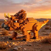 Dinosaur Series Building Blocks Tyrannosaurus Rex Small Particle Assembly Model, High Difficulty Puzzle, Adult Collectible Handmade Toy - Multicolor - View 5