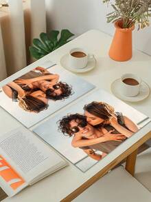1pc Customizable Photo Linen-Like Placemat, Photo Printed Heat-Resistant Mat, Family Commemorative Dining Table Pad, Suitable For Birthday Parties, Holidays, Non-Slip & Waterproof Placemats, Personalized Commemorative Gift - Multicolor - View 11
