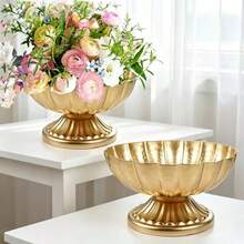 Bộ 2/10 bình trang trí bàn tiệc cưới bạch kim, bình hoa chân đế vàng cổ điển | Bình hoa chân đế kim loại nhỏ 4 inch, 2/10 bộ | Trang trí nhà cửa, tiệc tùng sang trọng - Bình hoa sen - Xem 4
