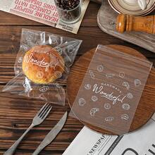 100-Pack Bread Packaging Bags, Baking Food Bags, Bagels, Toast, Self-Sealing, Self-Adhesive, Transparent, Disposable Kraft Paper Bread Bags - 100 Pieces/pack; (23*27+3) (English) - View 3