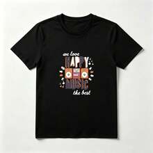 Radio Caricatura Playera de Algodón Negro Divertida Musical - Negro - Ver 1