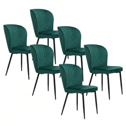 Esszimmerstuhl (2 St), Dunkelgrün,Polsterstuhl Design Stuhl Mit Rückenlehne,Sitzfläche Aus Samt Gestell Aus Metall - Green 1 - View 1