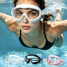 Gafas de natación premium antivaho y antiagua, gafas protectoras de alta definición unisex, gafas de natación de silicona suave con tapones para los oídos integrados, esenciales para actividades acuáticas de verano y práctica de natación diaria, necesidad de playa, accesorios de playa - A - Ver 1