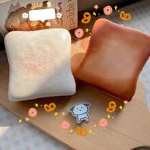 1pc Super Soft Butter Toast Squishy Stress Relief Squeeze Toy - Perfect Gift For Birthday, Holiday, Christmas, Halloween - Multicolor - View 5