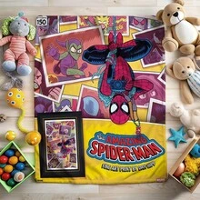 1pc S-Pider-Man Print Blanket,Retro Cartoon Style Throw Blanket,Cartoon Character Printed Blanket,All-Season Universal Nap Blanket,Character Home Decor Blanket,Modern Fashion Gift Suitable For Home Bedroom Bed Sofa Office Lunch Break Cover Picnic Blanket - Nhiều màu - Xem 2