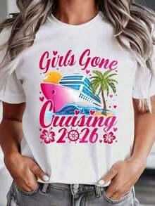 ropa de mujer Girls Gone Cruising 2026 Camiseta de crucero Regalo de viaje para mujer Ropa de fiesta de playa de verano, es una camiseta perfecta para regalar a amigos y familiares en cualquier día festivo u ocasión especial, camisas de mujer - Blanco - Ver 2