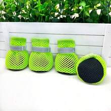 4pcs/Set Breathable Dog Mesh Shoes, Reflective Wear-Resistant Dog Mesh Shoes, Non-Slip Hollow Dog Shoes, Spring Style - Multicolor - View 25