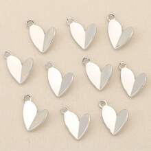10pcs Gold & Silver Plated Heart Moon Leaf Pendants, For Jewelry Making, DIY Necklace Bracelet Earring Accessories - DIY Pendant - View 10