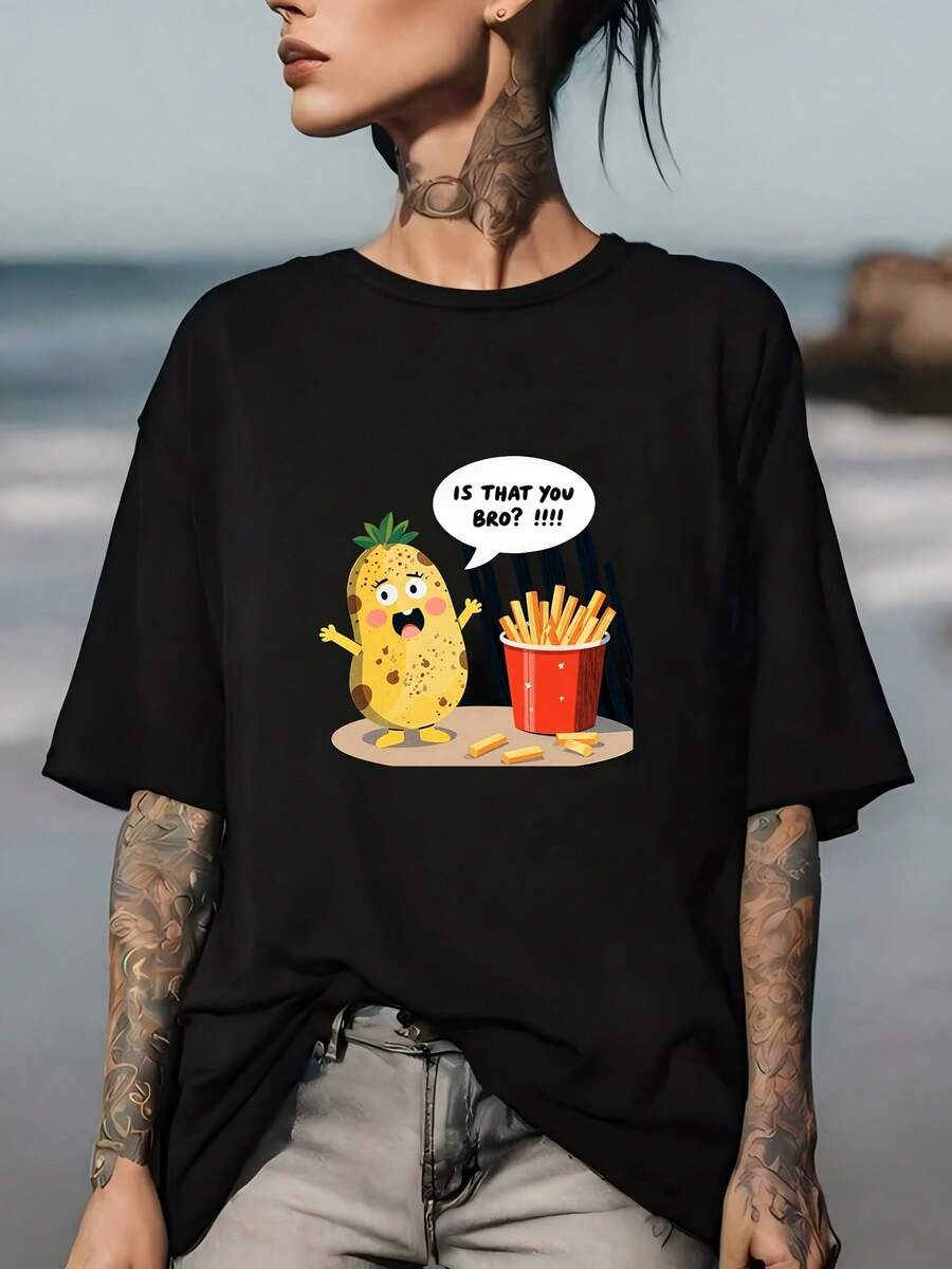 180g Super Soft 'Is That You, Brother?' T-Shirt - Funny, Unisex, Casual, Crew Neck, Short Sleeve, Suitable For Men And Women, Machine Washable, Gift For Parties, Summer Festivals, Casual Outfit With Iconic Slogan - 黑色 - 查看 1