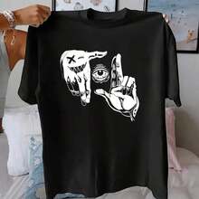1 Piece Women's Vintage Western Gothic Horror Graphic T-Shirt - Featuring Cowboy Skeleton On Horseback And Skeletal Hands Design Br180g 100% Cotton - 黑色 9 - 查看 1