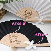 10-100pcs Customized Wedding Hand Fans, Customizable Engraved Folding Silk Fans, Suitable For Wedding Ceremony Guests, Wedding Party Favors - White - View 7