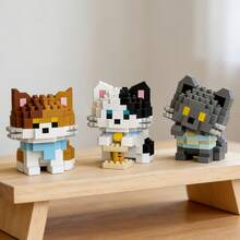 Micro-Particle Cute Cat Building Block Series, Children's Toy Building Block Set, Creative Fun 3D Assembly Blocks, Soft Stress Relief Gadget, Children's Educational Toy, Improve Children's Hands-On Ability, Classroom Reward Small Gift Recommendation, Warm Healing Desktop Decor, Suitable For Collection, Back To School/Birthday And Fashionable Small Gift Among Friends - Multicolor - View 7