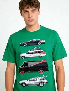 Men's T-Shirt - Vintage T-Shirt With KITT And Ghost Car Print, Crew Neck And Short Sleeves, Regular Fit, Breathable And Comfortable, Designed In A Nostalgic Urban Style, Machine Washable, Suitable For Casual Wear In All Seasons, Retro T-Shirt - 混合顏色 5 - 查看 1
