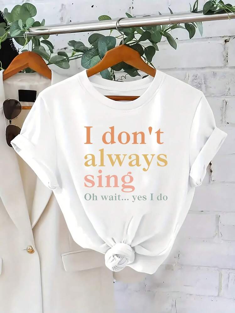 Top casual para mujer. Camiseta de manga corta popular de verano para mujer con estampado moderno. Un imprescindible para el uso diario casual. - Blanco - Añade 1